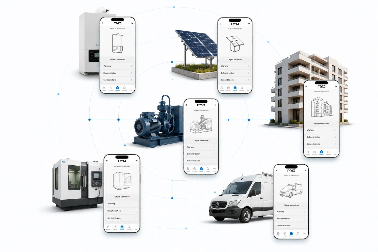 NYO Business Software für Anlagenbau, Maschinenbau und technische Dienstleistungen – Objekte digital verwalten