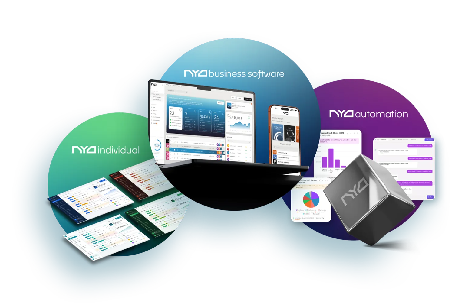 NYO Produktübersicht — Business Software, Individual und Automation im Zusammenspiel